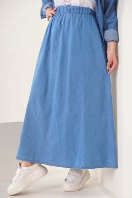 Beli Lastikli Kot Mavisi Etek