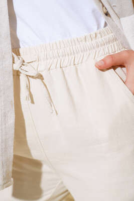 Beli Lastikli Pantolon Bej - Pantolon