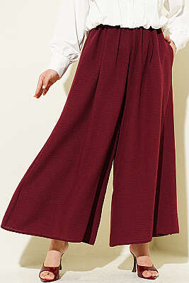 Beli Lastikli Pantolon Etek Bordo - Pantolon