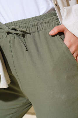 Beli Lastikli Pantolon Haki - Pantolon