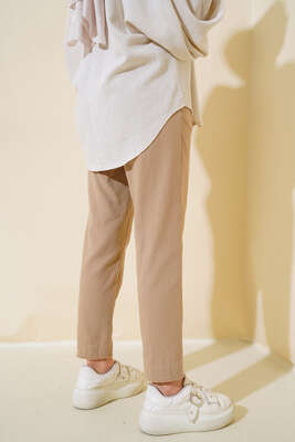 Beli Lastikli Pantolon Latte - Pantolon