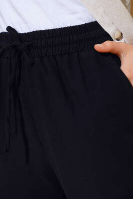 Beli Lastikli Pantolon Siyah - Pantolon