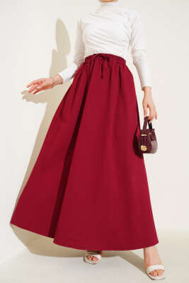 Yandan Cepli Basic Etek Bordo 