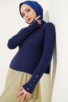 Bileği Metal Düğmeli Body Lacivert - SAS