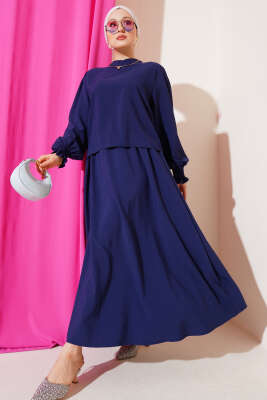 Bilek Gipeli Etekli İkili Takım Lacivert