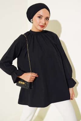 Bilek Lastikli Tunik Siyah - Tunik