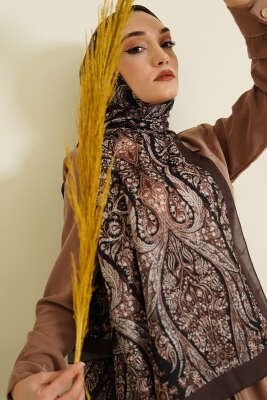 Boteh Desen Şal Acı Kahve 