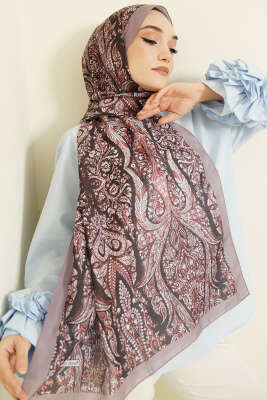 Boteh Desen Şal Açık Vizon 
