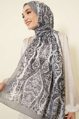 Boteh Desen Şal Gri - Başörtüsü