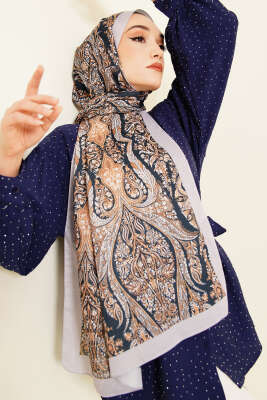Boteh Desen Şal Lacivert Gri 