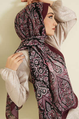 Boteh Desen Şal Mürdüm 