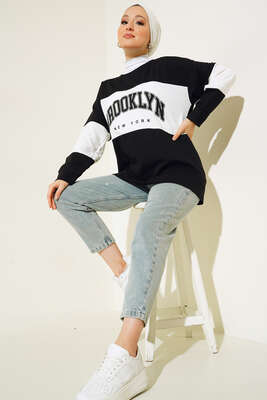 Brooklyn New York Baskılı Tunik Siyah - Tunik