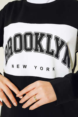Brooklyn New York Baskılı Tunik Siyah - Tunik