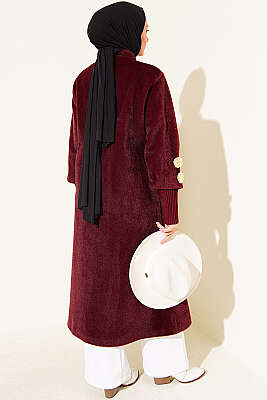 Broş Detaylı Goldfox Kaban Bordo - Kaban