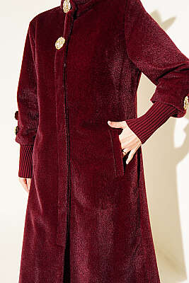 Broş Detaylı Goldfox Kaban Bordo - Kaban
