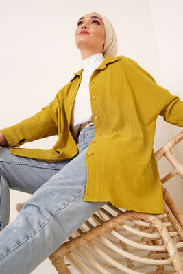 Bürümcük Salaş Gömlek Yağ Yeşili