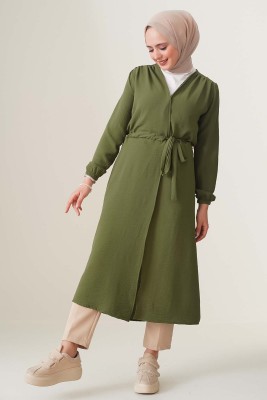 Büzgü Kuşaklı Haki Kap 