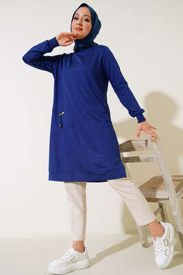 Cep Arma Detaylı Basic Tunik İndigo - Tunik