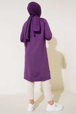 Cep Arma Detaylı Basic Tunik Mor - Tunik