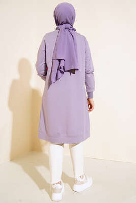 Cep Detaylı Taşlı Tunik Lila - Tunik