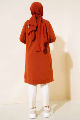 Cep Detaylı Taşlı Tunik Taba - Tunik
