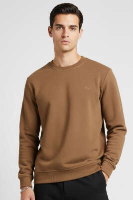 Change Nakışlı Erkek Sweatshirt Taba - Erkek Sweatshirt