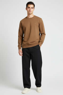 Change Nakışlı Erkek Sweatshirt Taba - Erkek Sweatshirt