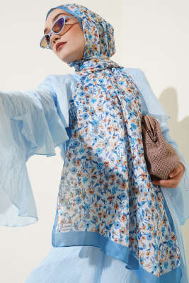 Çiçek Işıltısı Serisi Şal Soft Mavi 