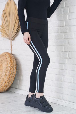 Çift Şeritli Mavi Spor Tayt