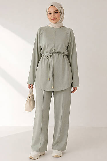 Çımalı İp Kuşaklı Loyşa İkili Takım Çağla Yeşili - İkili Takım