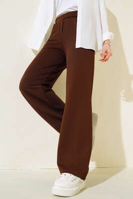 Cırtcıtlı Tek Pile Pantolon Kahve - DUFON