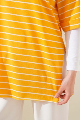 Çizgili Sarı Tshirt - Tunik