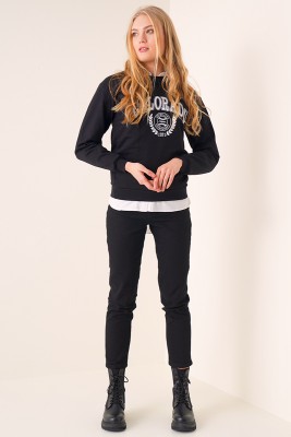 Colorado Baskılı Siyah Sweatshirt - Kadın Giyim Modelleri