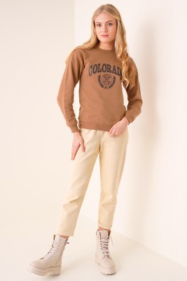 Colorado Baskılı Taba Sweatshirt - Kadın Giyim Modelleri
