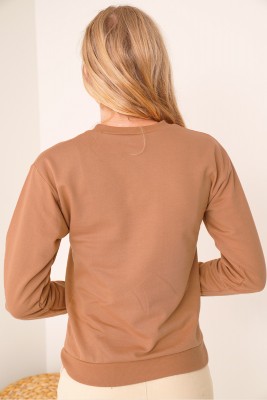 Colorado Baskılı Taba Sweatshirt - Kadın Giyim Modelleri