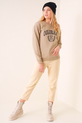 Colorado Baskılı Vizon Sweatshirt - Kadın Giyim Modelleri