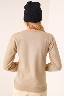 Colorado Baskılı Vizon Sweatshirt - Kadın Giyim Modelleri
