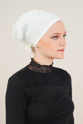 Dantel Fırfırlı Ekru Bone - BONE