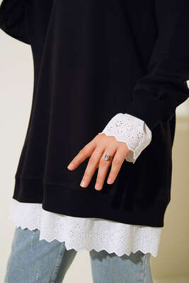 Dantel Garnili Tunik Siyah - Tunik