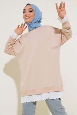Dantel Garnili Tunik Bej 