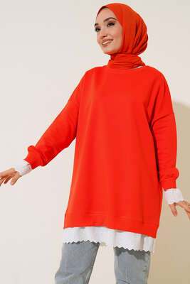 Dantel Garnili Tunik Oranj 