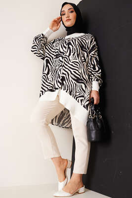 Desenli Oversize Gömlek Zebra 