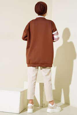 Desenli Scuba Tunik Kahve - Tunik