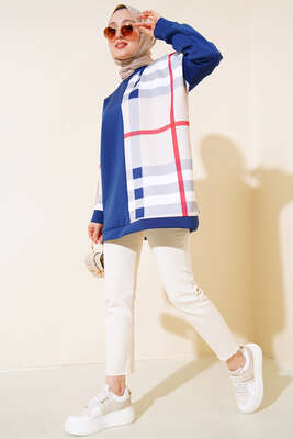 Desenli Scuba Tunik Lacivert - Tunik
