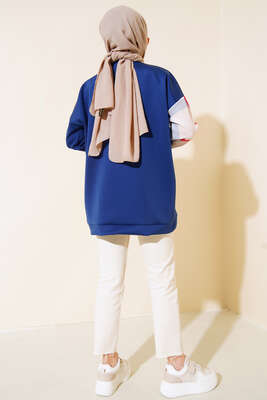 Desenli Scuba Tunik Lacivert - Tunik