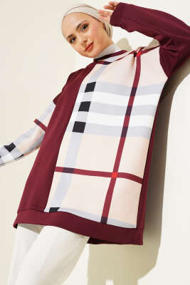 Desenli Scuba Tunik Mürdüm 