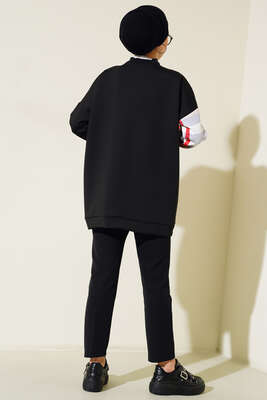 Desenli Scuba Tunik Siyah - Tunik