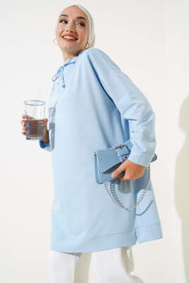 Dik Yaka Tunik Buz Mavisi