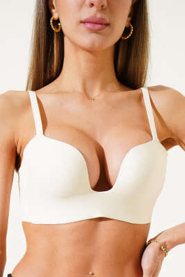 Dikişsiz Destekli Sıfır His Ziro Gram Sütyen Ekru - MİSS FELİZ