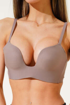 Dikişsiz Destekli Sıfır His Ziro Gram Sütyen Vizon - MİSS FELİZ